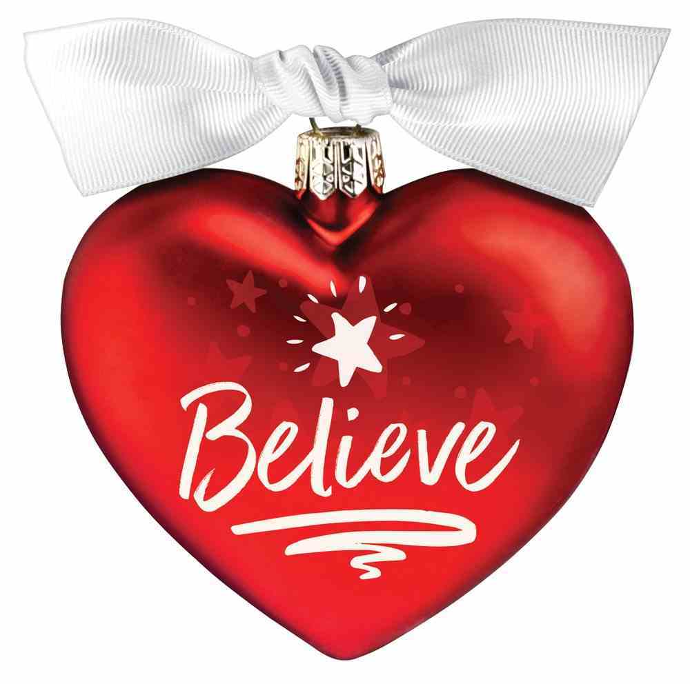 Christmas Glass Ornament Heart Shape: Believe, For Unto Us a Child is Born Homeware
