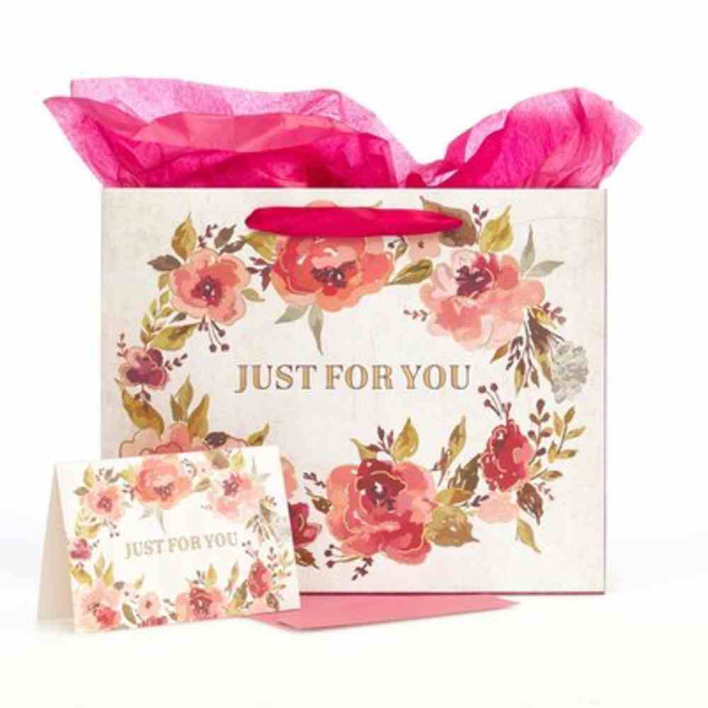 Gift Bag With Card: Just For You, Pink Floral Stationery