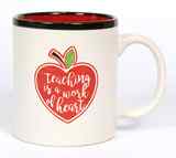 Ceramic Mug Teaching is a Work of Heart, White/Red/Black (384ml) (Teaching Is A Work Of Heart Series) Homeware - Thumbnail 0