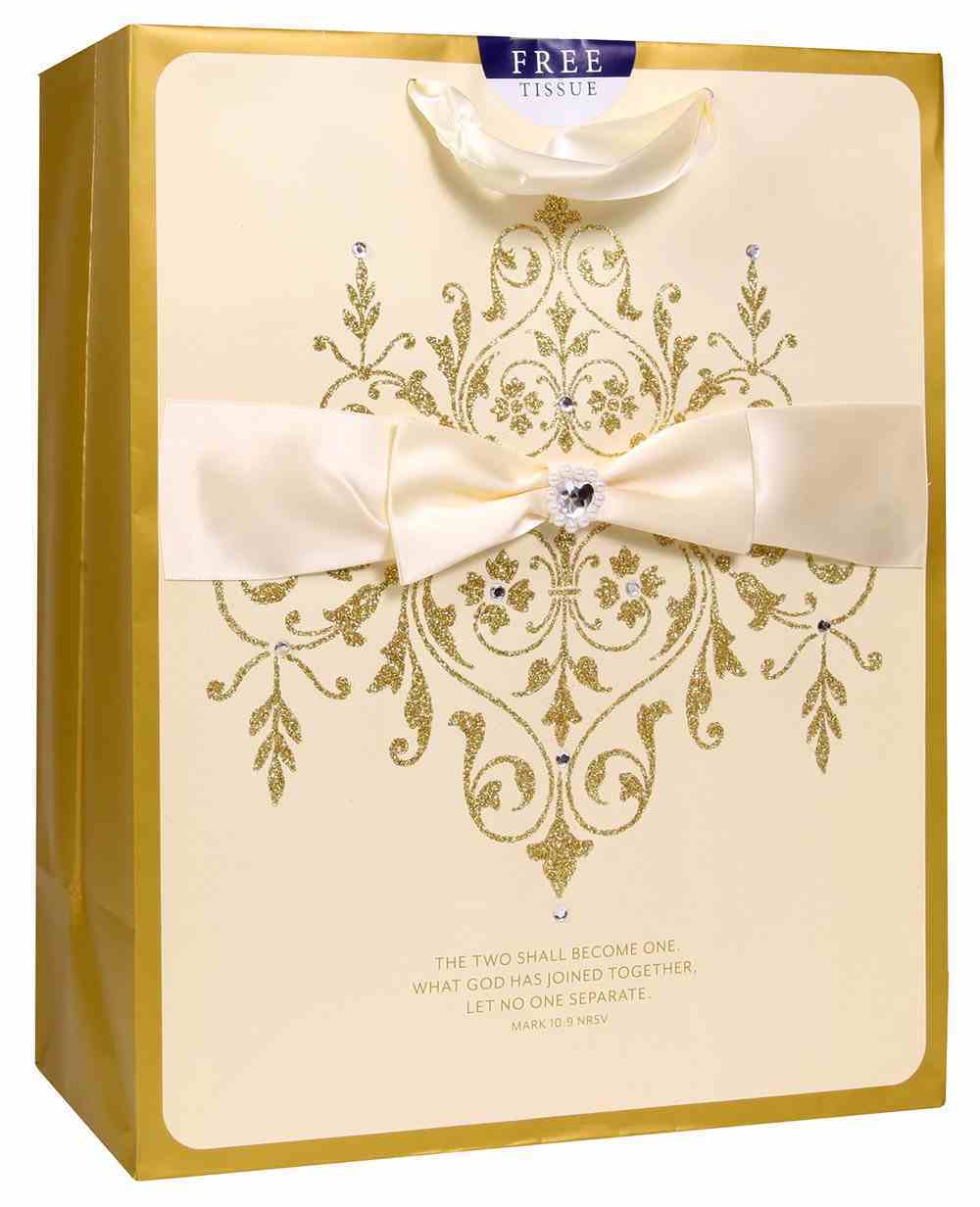 Gift Bag Large: Wedding Two Shall Become One, Gold/Cream (Incl Two Sheets Tissue Paper & Gift Tag) Stationery