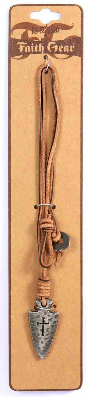 Men's Faith Gear Leather Cord Necklace: Arrowhead , Brown Leather Cord (Silver) Jewellery
