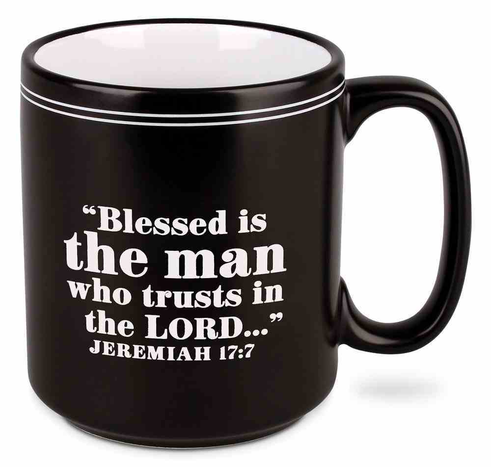 Ceramic Mug: Blessed Dad, Black/White (Jeremiah 17:7) Homeware