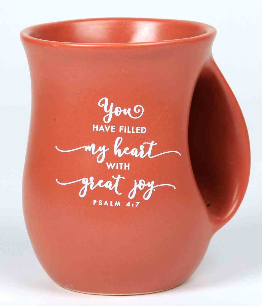 Ceramic Handwarmer Mug: Grateful, Orange, Psalm 4:7 Homeware
