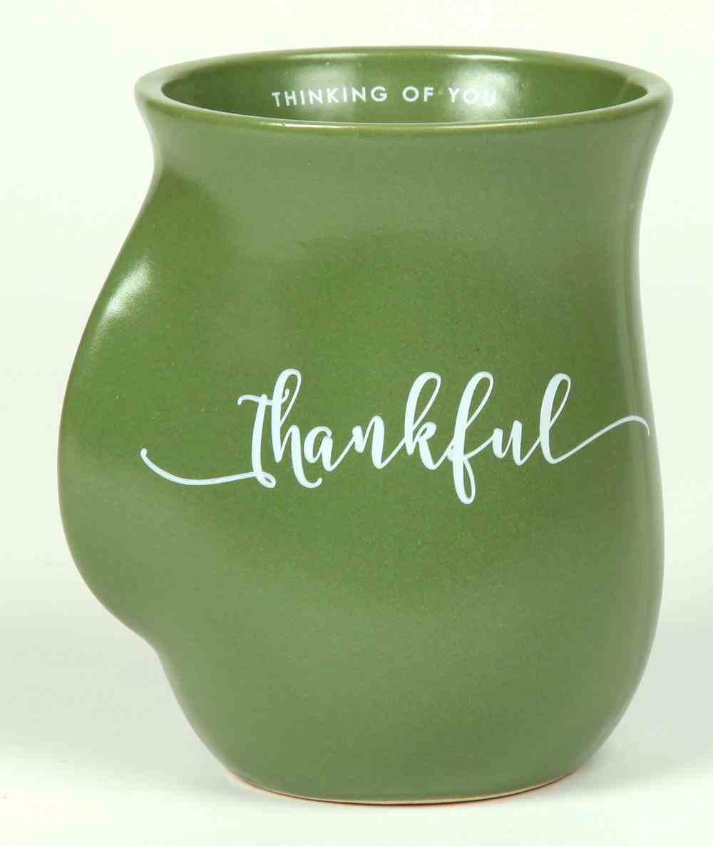 Ceramic Handwarmer Mug: Thankful, Green, Ephesians 1:16 Homeware