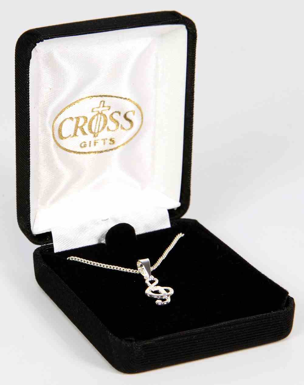 Necklace: Silver Plated Cross With Musical Staffon 45Cm Silver Plated Chain Jewellery