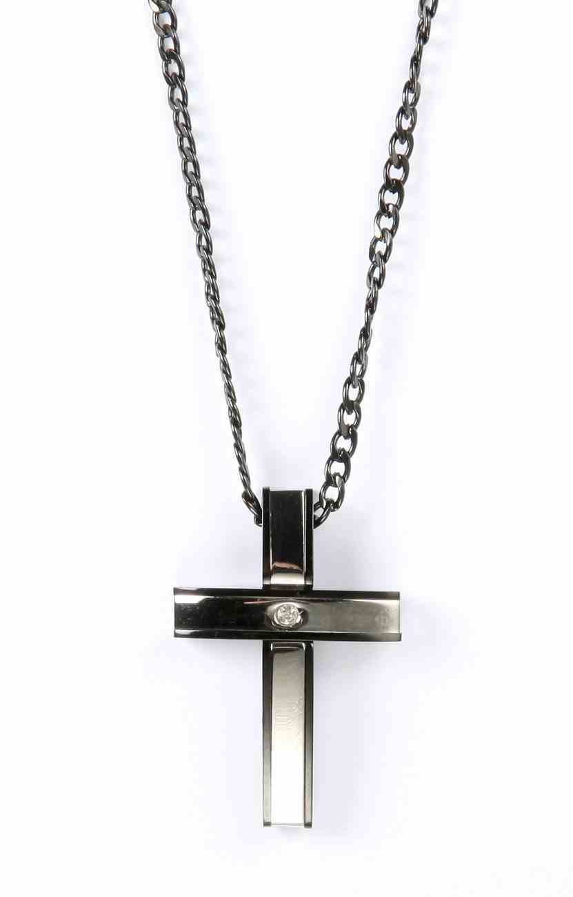 Just For Him Necklace: Cross With Stone, 61Cm in Length, Ion Plated Stainless Steel Jewellery