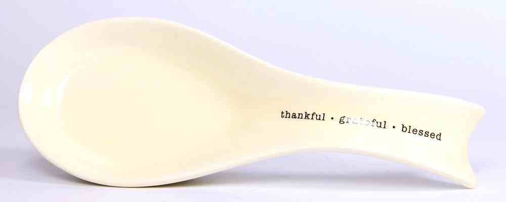 Ceramic Spoon Rest: Thankful, Grateful, Blessed, Cream Homeware