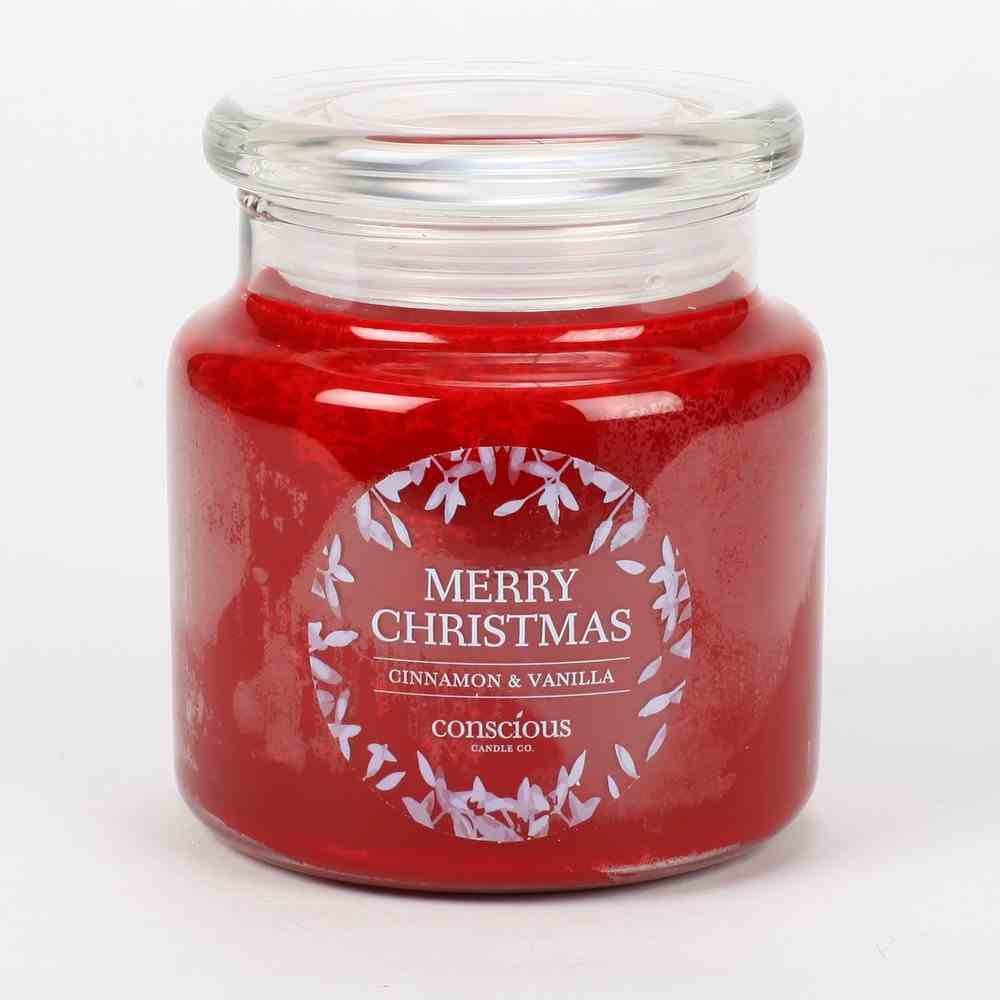 Christmas Candle Red: Merry Christmas, Joy to the World, Cinnamon & Vanilla Homeware