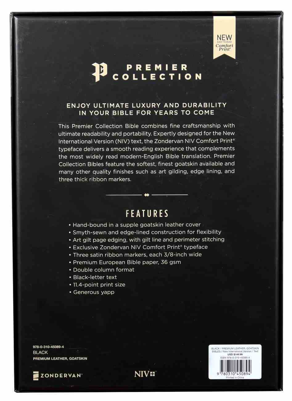 NIV Thinline Bible Large Print Black Premier Collection (Black Letter Edition) Genuine Leather