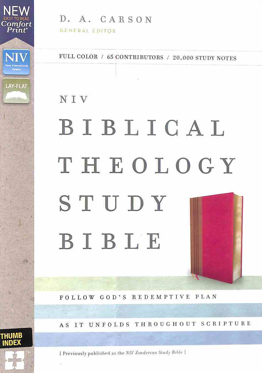 NIV Biblical Theology Study Bible Pink/Brown Indexed (Black Letter Edition) Premium Imitation Leather