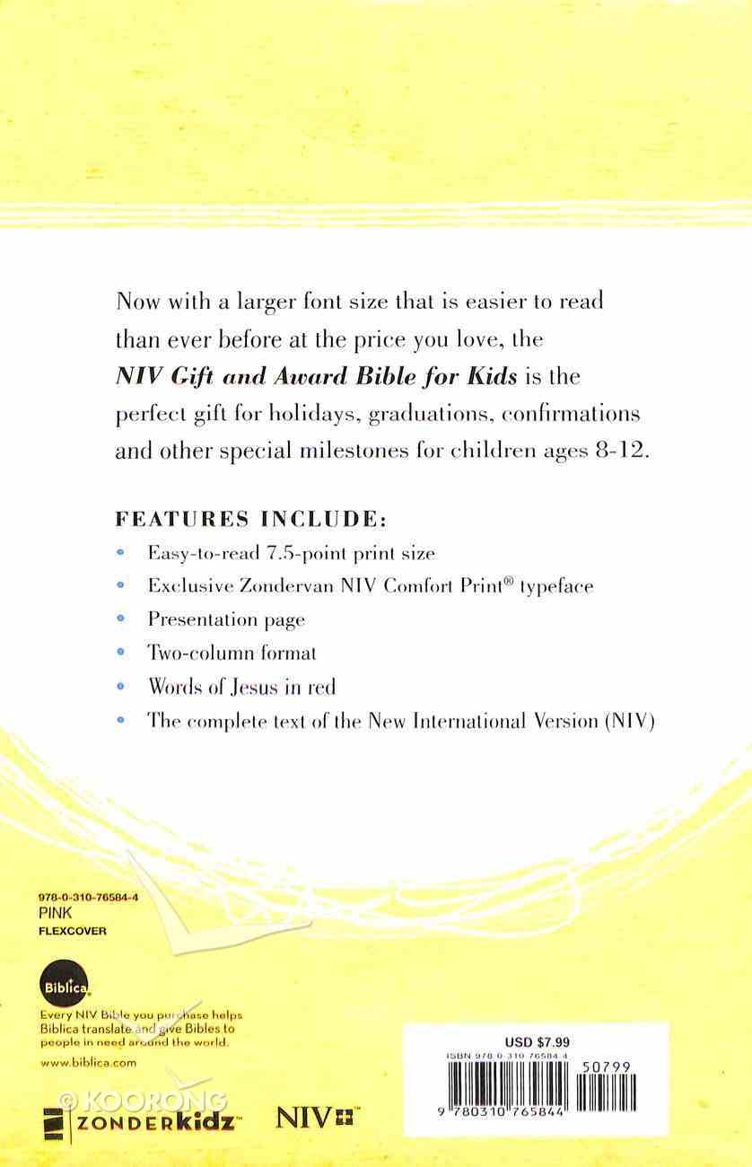 NIV Gift and Award Bible For Kids Pink (Red Letter Edition) Imitation Leather