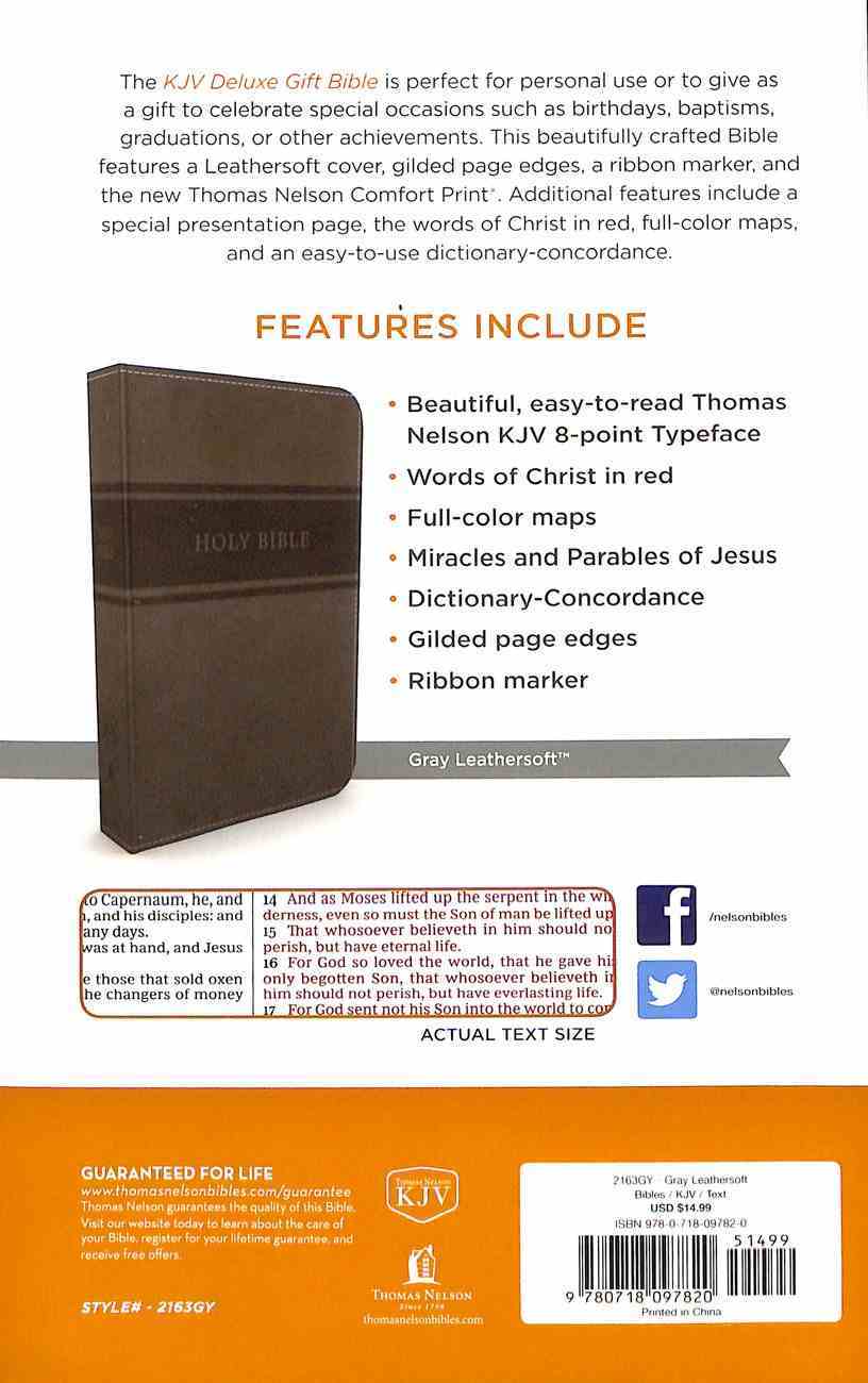 KJV Deluxe Gift Bible Gray (Red Letter Edition) Premium Imitation Leather