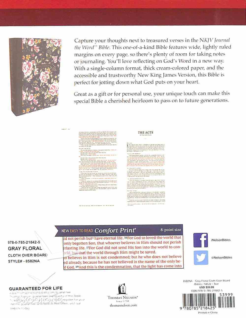 NKJV Journal the Word Bible Blue Floral (Red Letter Edition) Hardback