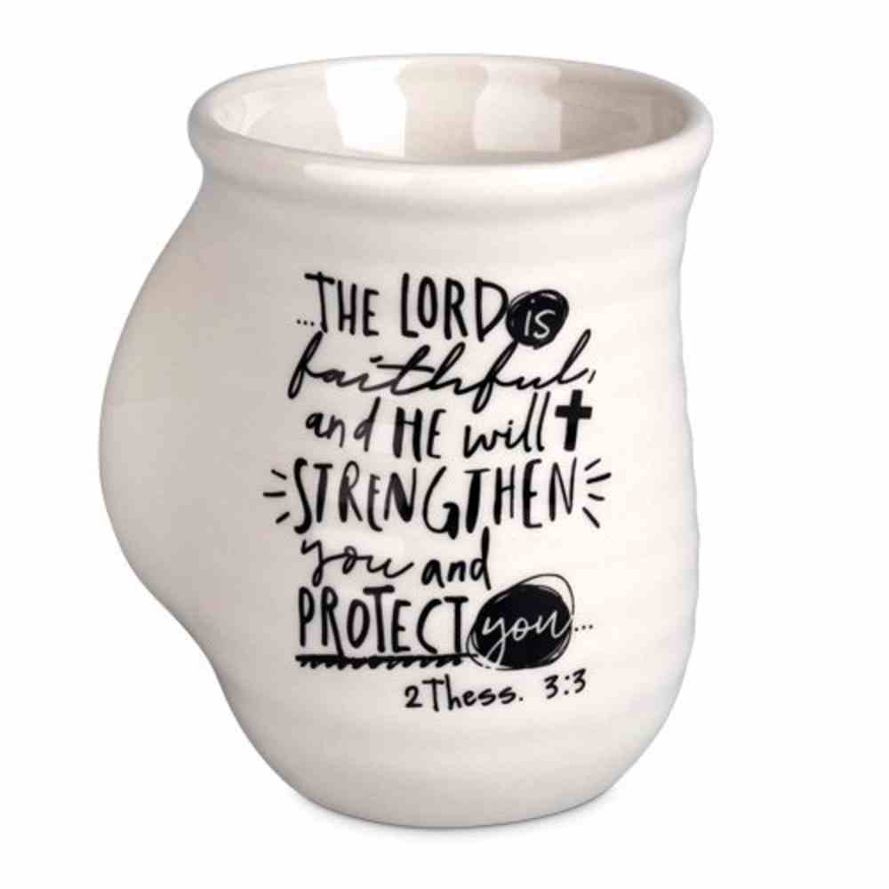 Ceramic Handwarmer Mug: Strength, Scripture Ink, Cream/Black (2 Thessalonians 3:3) Homeware