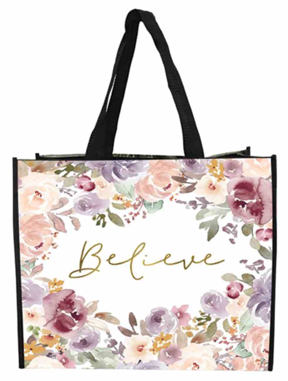 Non-Woven Tote Bag: Believe, Floral Soft Goods