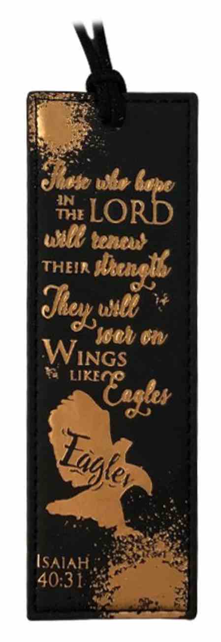 Bookmark: Eagle, Isaiah 40:31, Black With Gold Imitation Leather