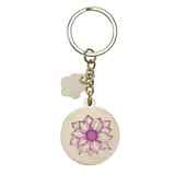 Keyring: Grow in Grace, Teal/Purple/Yellow Flower Epoxy Coated Jewellery - Thumbnail 1