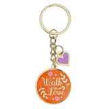 Keyring: Walk in Love, Orange/Yellow/Purple Heart Epoxy Coated Jewellery - Thumbnail 0
