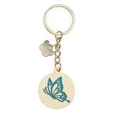 Keyring: Live By Faith, Purple/Yellow/Teal Butterfly Epoxy Coated Jewellery - Thumbnail 1