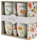 Ceramic Mugs 355ml: Floral, Faithful Grateful Thankful Joyful (Set of 4) (Grateful Collection) Homeware - Thumbnail 0