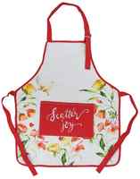 Apron- Scatter Joy, White With Pink Embroidered Pocket and Trim, Floral (Scatter Joy Collection) Soft Goods - Thumbnail 0