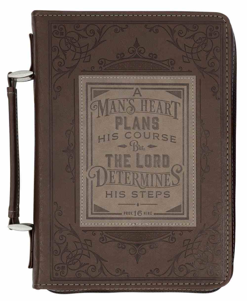 Bible Cover Large: A Man's Heart Brown (Prov 16:9) (A Man's Heart Collection) Imitation Leather