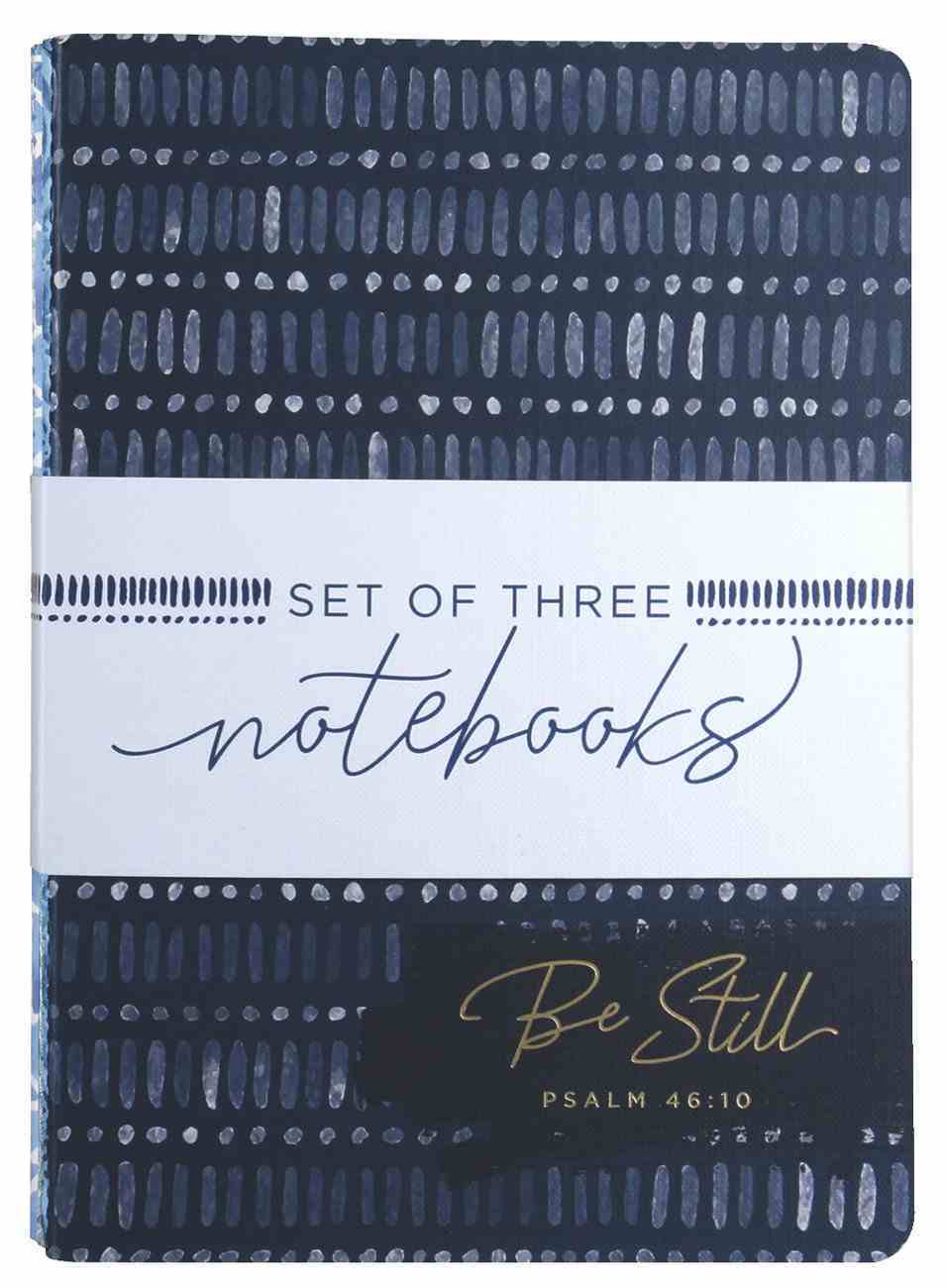 Notebook: Be Still, Strong, Joyful, Blue Patterns (Set Of 3) Paperback