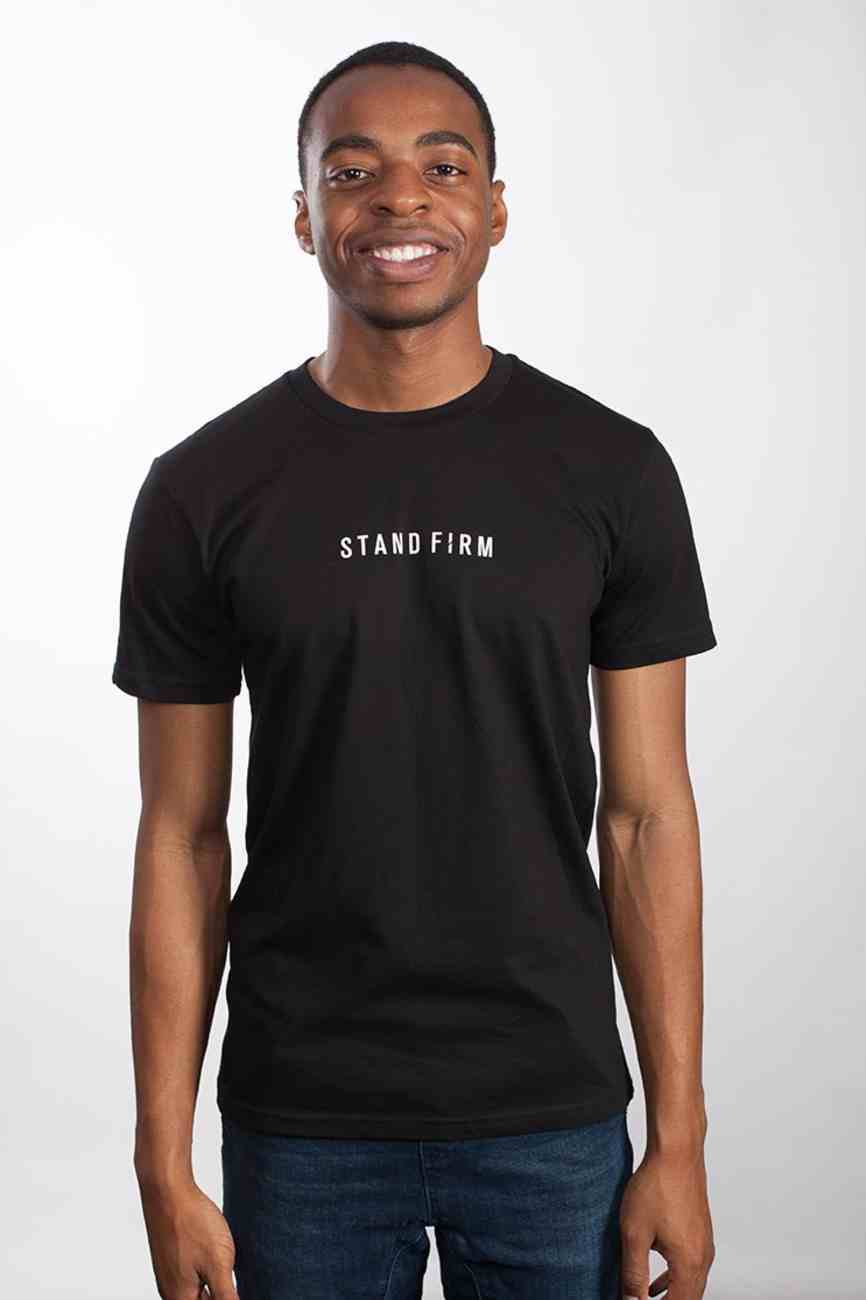 Mens Staple Tee: Stand Firm, Medium, Black With White Print (Abide T-shirt Apparel Series) Soft Goods