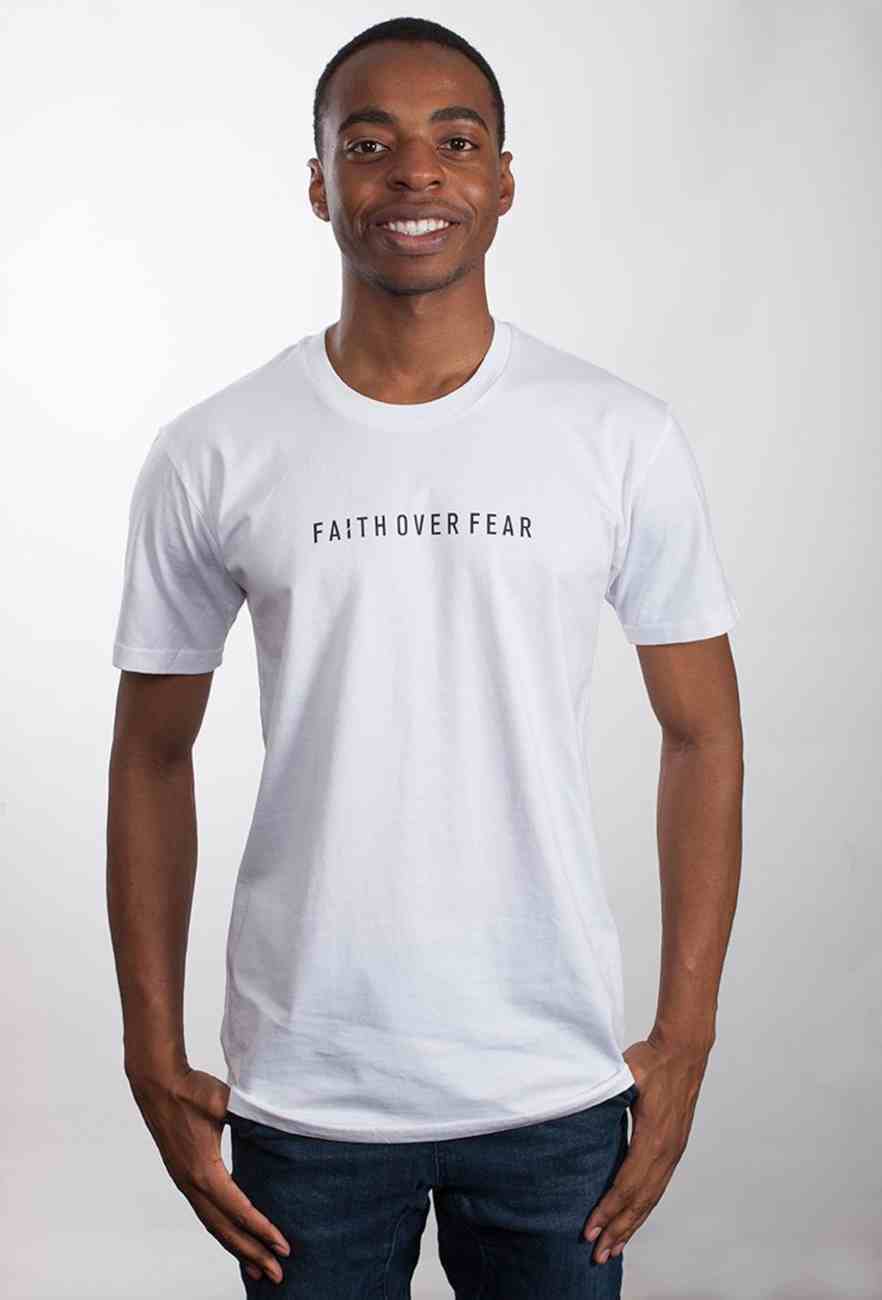 Mens Staple Tee: Faith Over Fear, Medium, White With Black Print (Abide T-shirt Apparel Series) Soft Goods