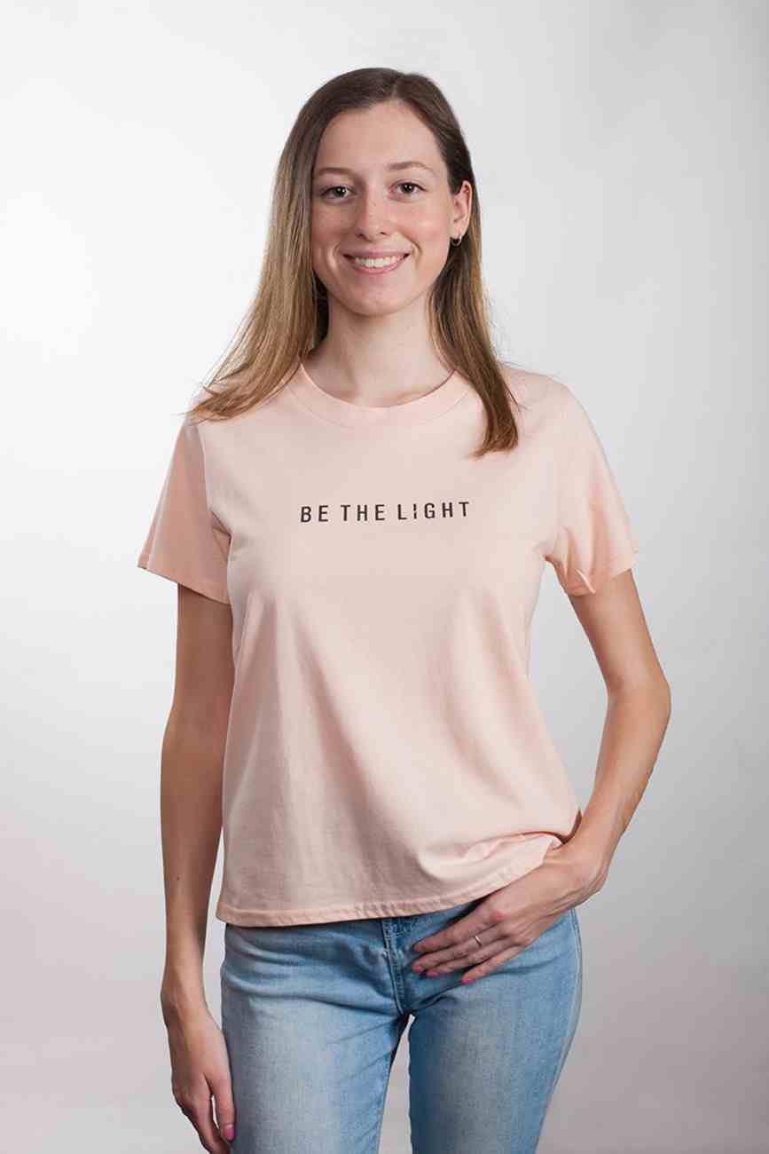 Womens Cube Tee: Be the Light, Small, Pale Pink With Black Metallic Print (Abide T-shirt Apparel Series) Soft Goods