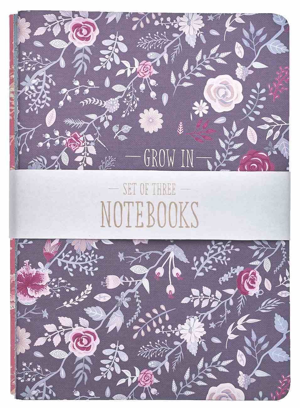 Notebook: Faith, Grace, Love, Floral Purple/Pink/Blue (Set Of 3) Paperback