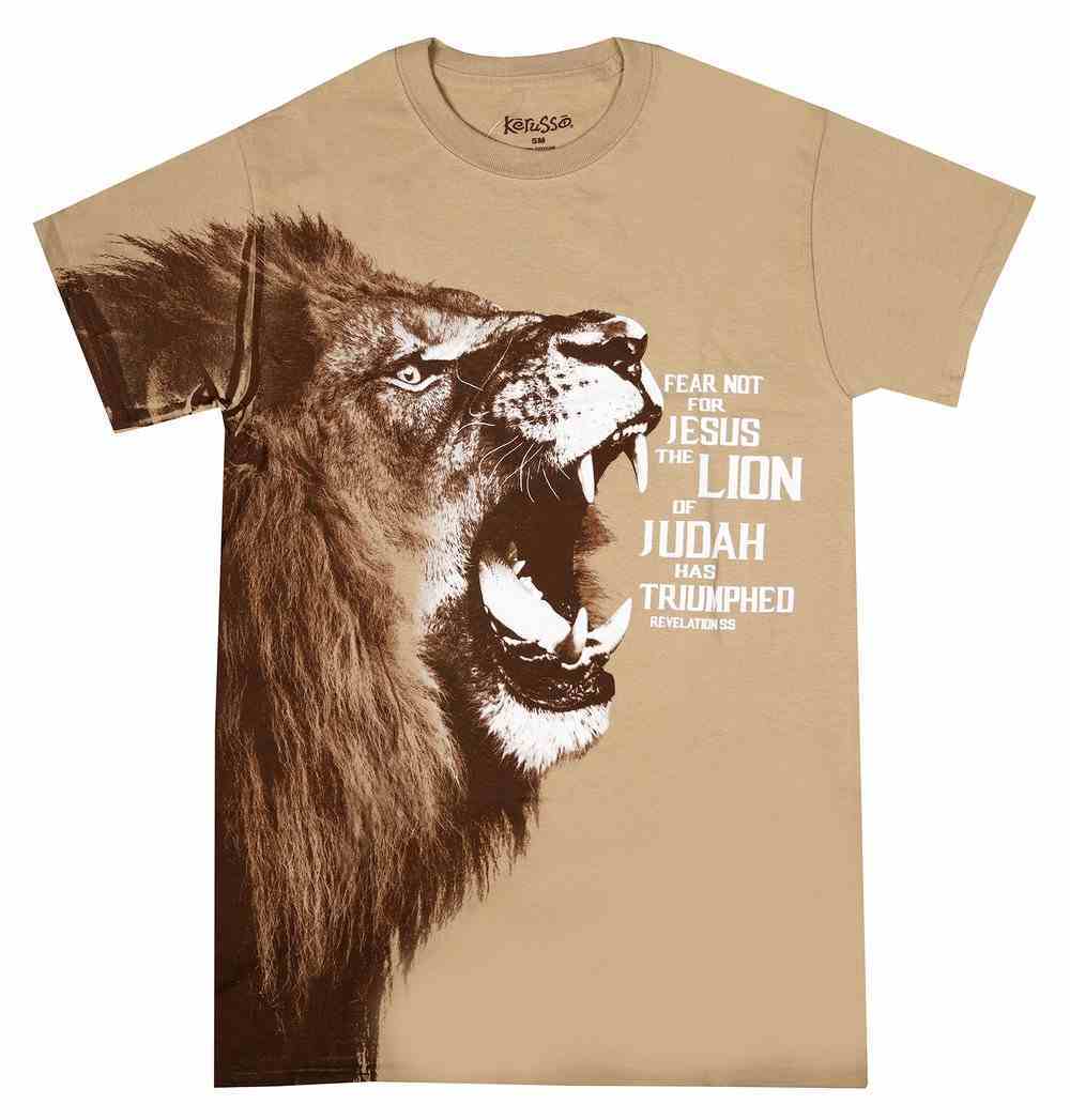 T-Shirt Fear Not: Lion Large Brown (Rev 5:5) Soft Goods
