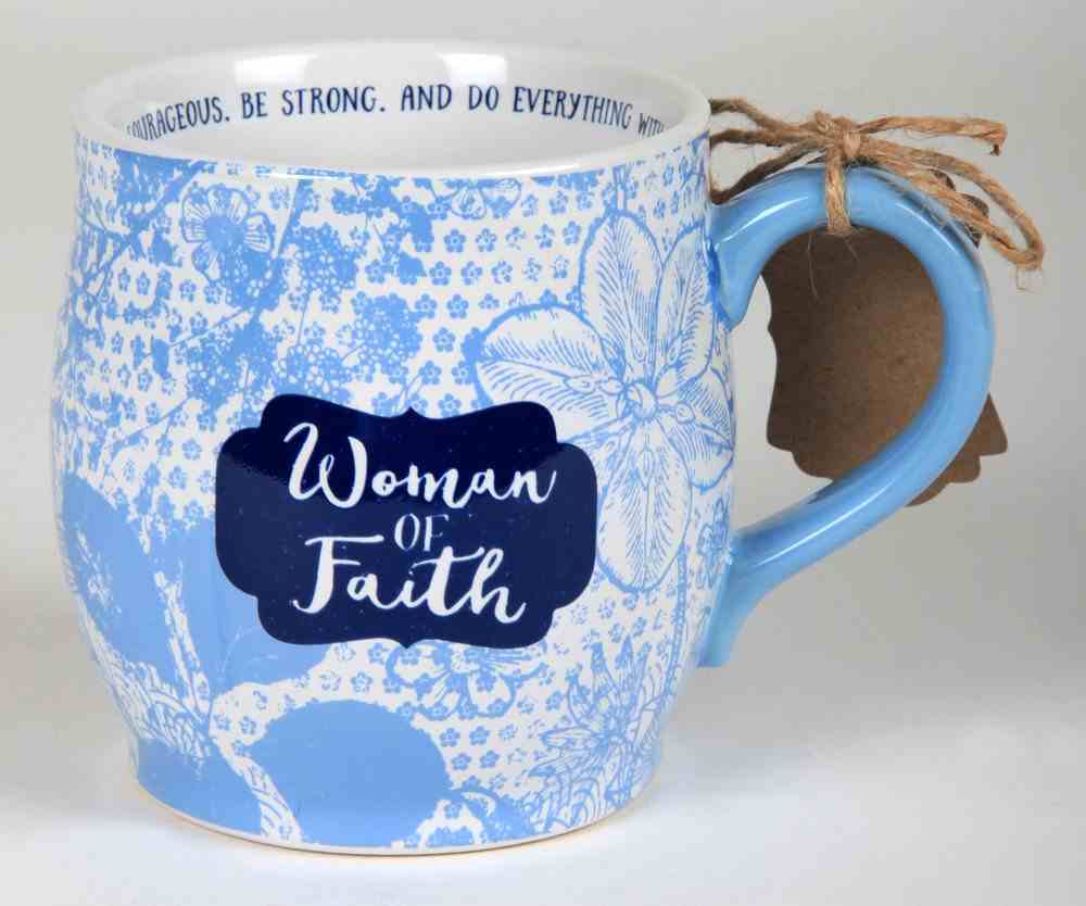Ceramic Mug Pretty Prints: Woman of Faith, Light Blue/White (1 Corinthians 16:13-14) Homeware