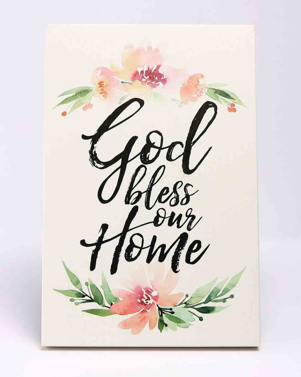 Woodland Grace Plaque: God Bless Our Home, Pink/Floral Plaque