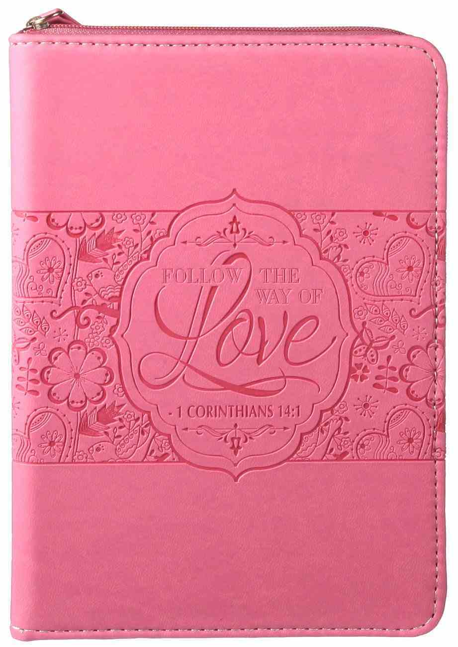 Journal Divine Details: Follow the Way of Love, Pink , Zippered Closure (1 Cor 14:1) Imitation Leather