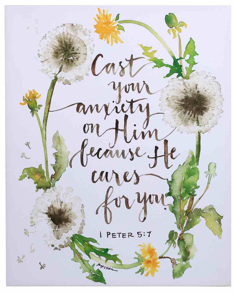 Gracelaced Canvas Art Print: Cast All Your Cares, (1 Peter 5:7) Plaque