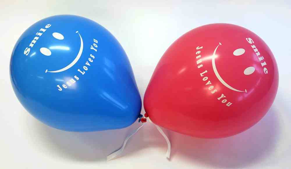Balloons Pack of 20: Red, Rose, Yellow, Green & Blue, Smile Jesus Loves You Novelty