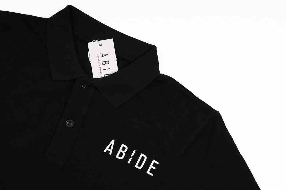 Mens Pique Polo: Abide, Xxlarge, Black With White Print (Abide T-shirt Apparel Series) Soft Goods