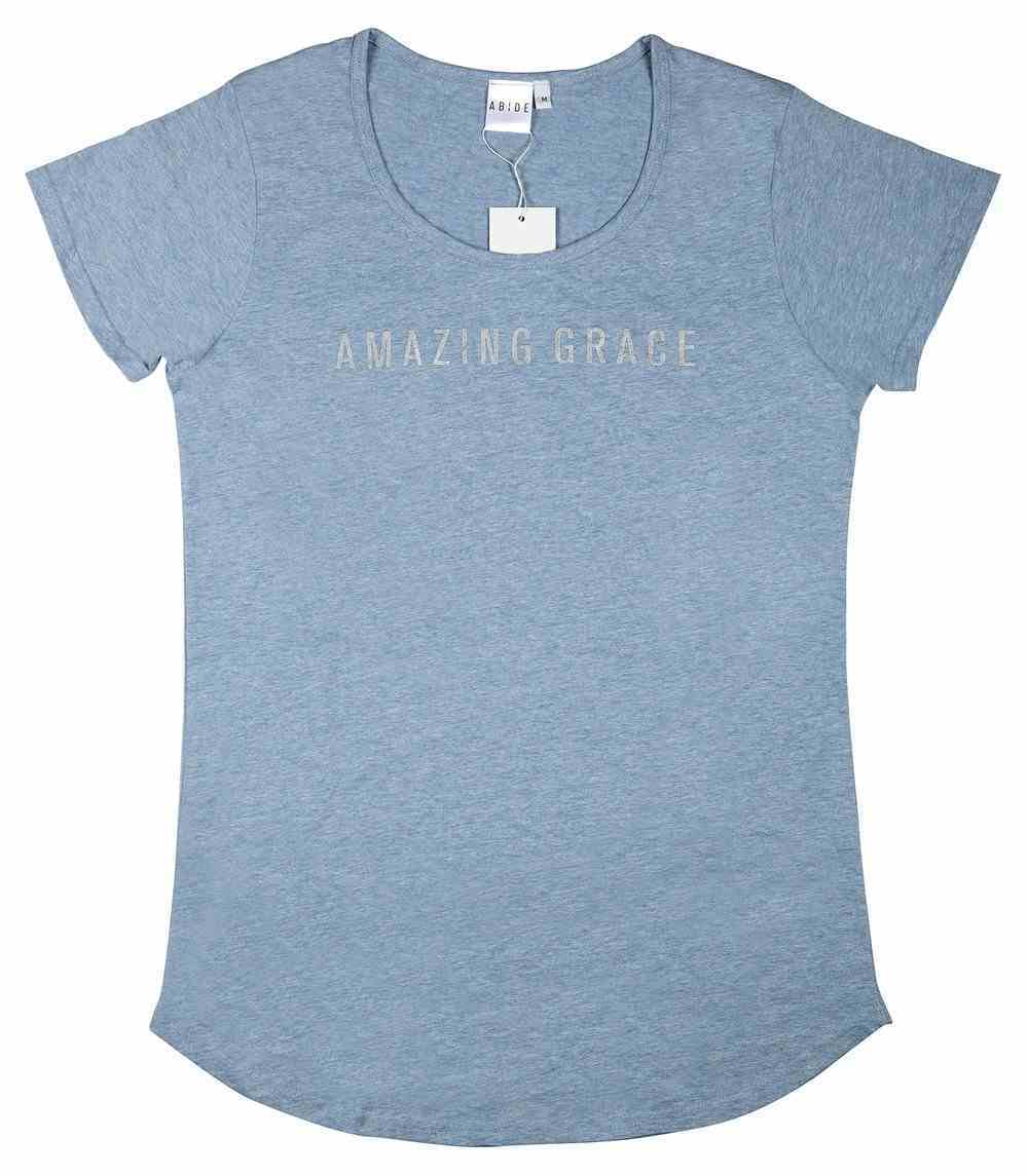 Womens Mali Tee: Amazing Grace, Xlarge, Light Blue Marle With Silver Metallic Print (Abide T-shirt Apparel Series) Soft Goods