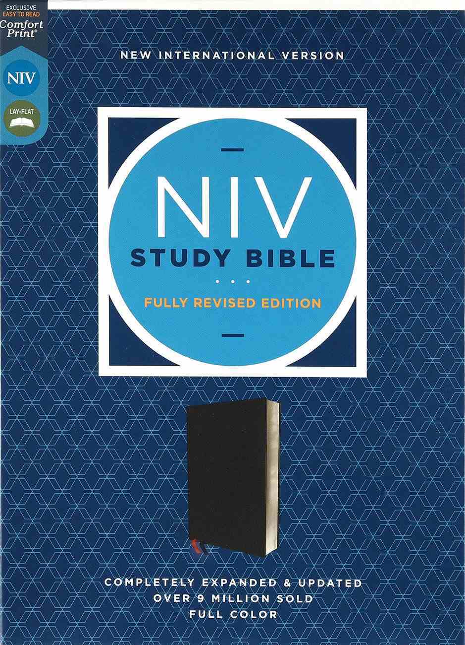 NIV Study Bible Black (Red Letter Edition) Fully Revised Edition (2020) Bonded Leather