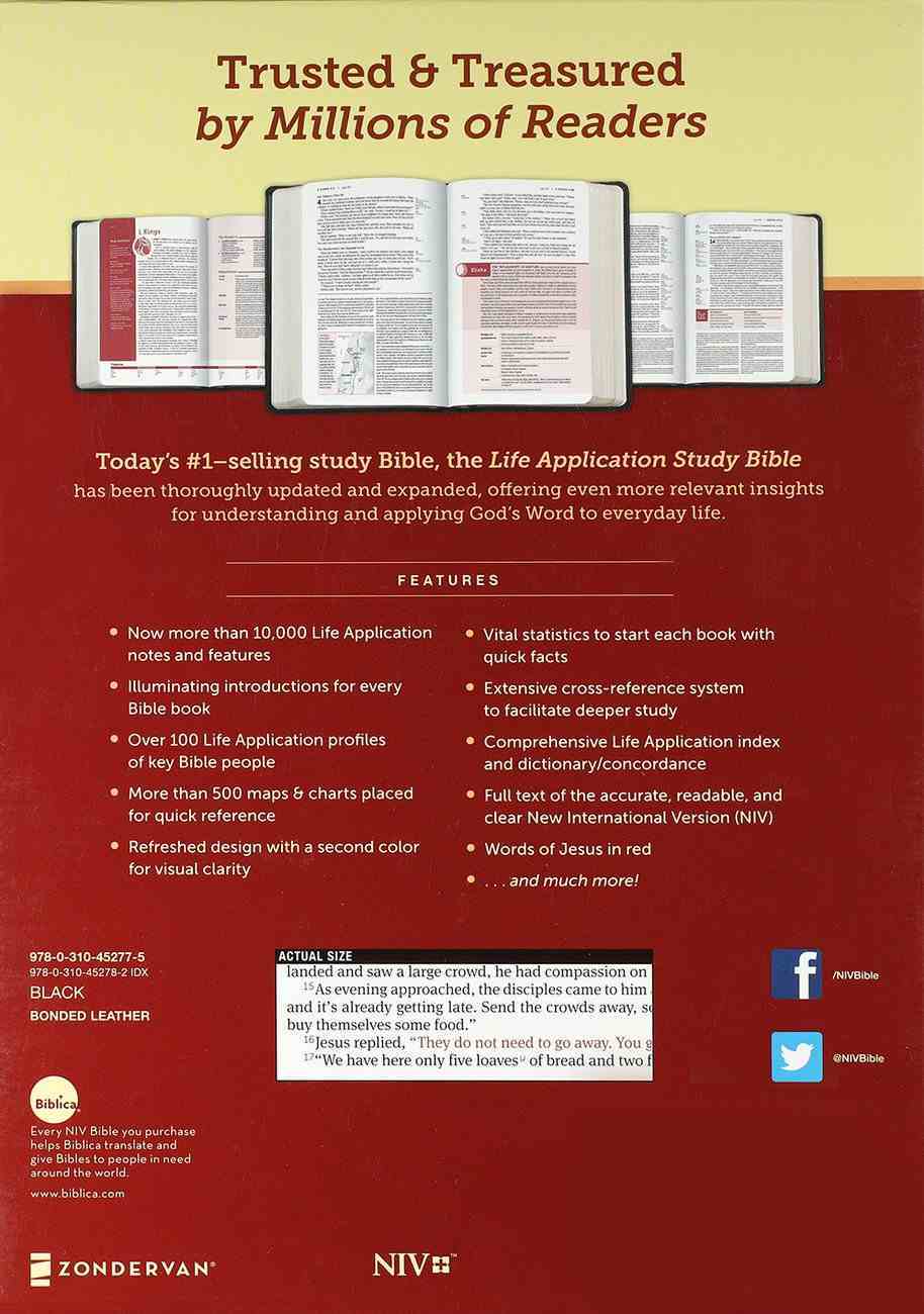 NIV Life Application Study Bible 3rd Edition Black (Red Letter Edition) Bonded Leather