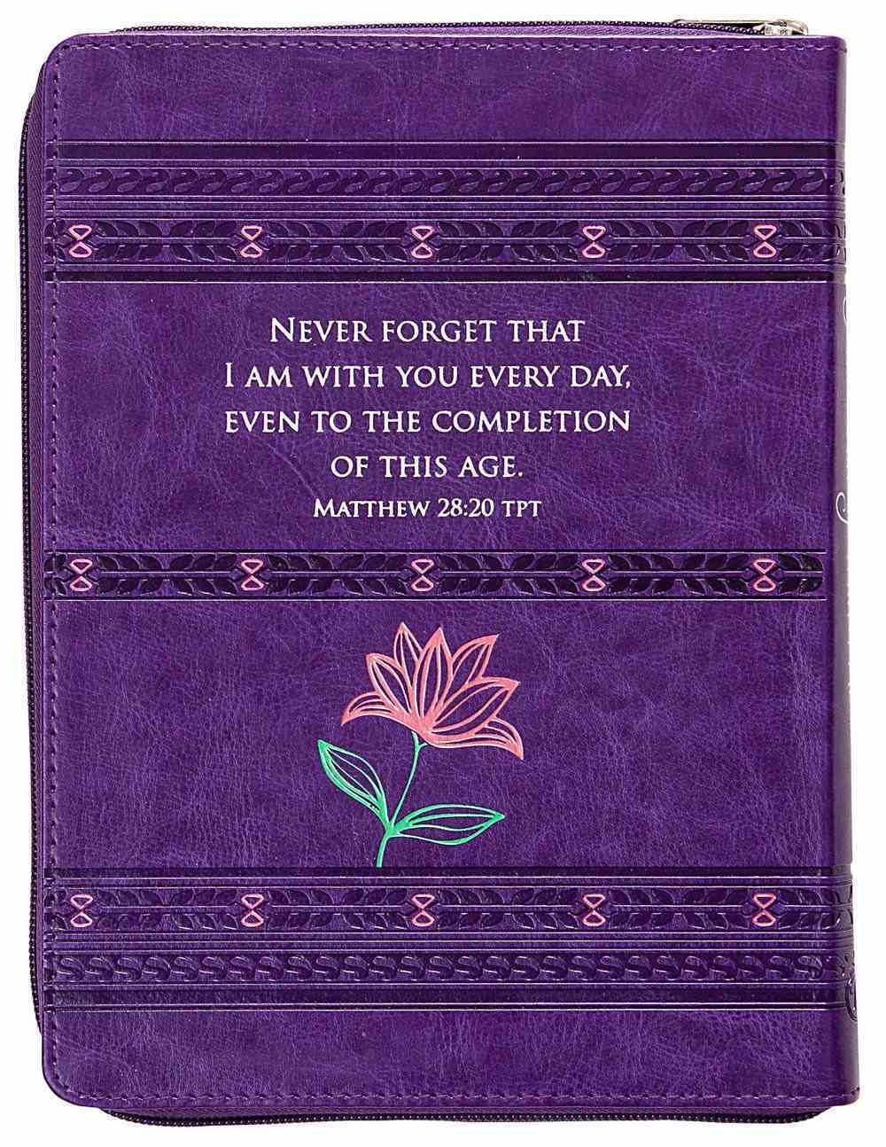 God is Always With Me Devotional Journal, Ziparound, Purple Imitation Leather