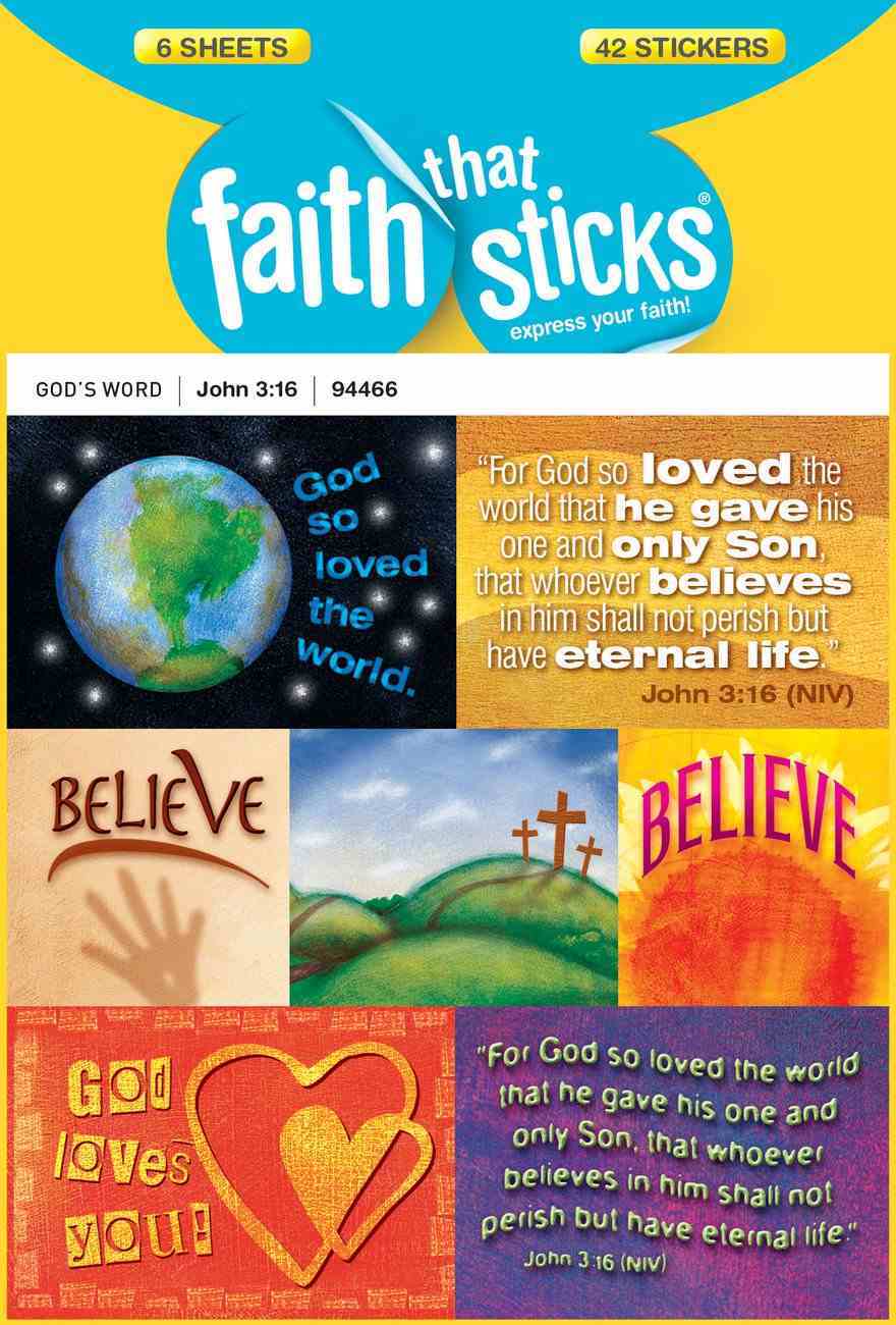 John 3: 16 (6 Sheets, 42 Stickers) (Stickers Faith That Sticks Series) Stickers