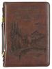 Bible Cover Large: Wings Like Eagles Brown (Isaiah 40:31) Imitation Leather - Thumbnail 0