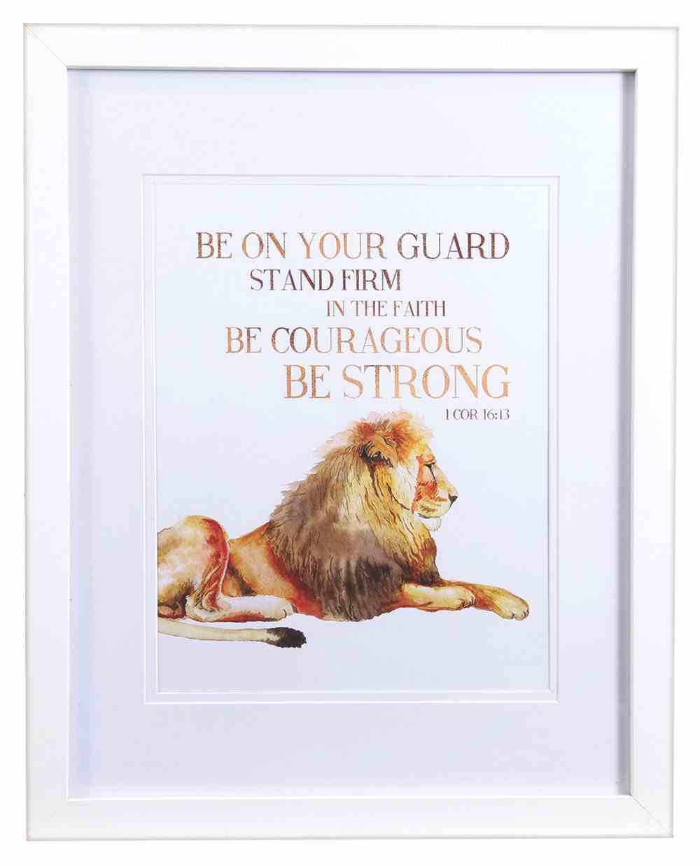 Framed Children's Print: Lion Be on Your Guard (1 Corinthians 16:13) Plaque