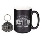 Boxed Gift Set: Best Dad Black Mug and Keyring (Joshua 1:9) Pack