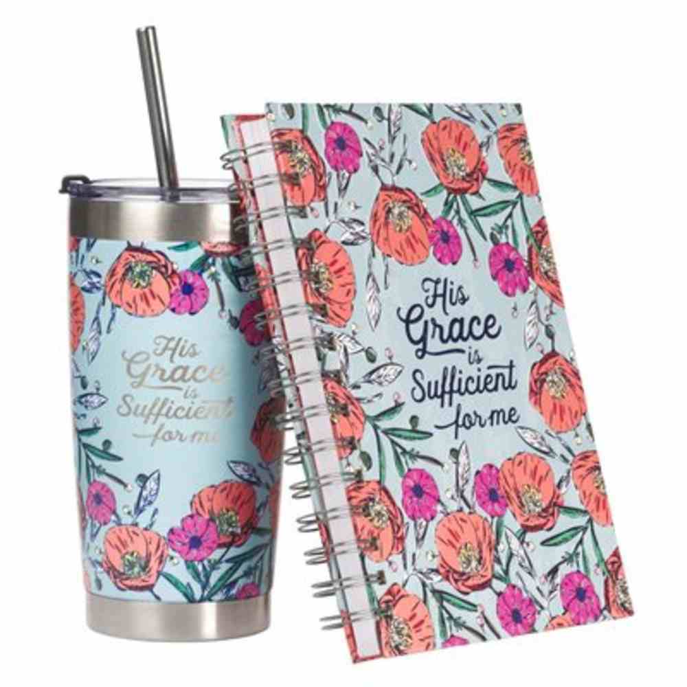 Boxed Gift Set: His Grace is Sufficient Travel Mug & Journal, Poppies (2 Cor. 12:9) Pack