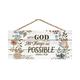 String Sign: With God All Things Are Possible Pine, Floral (Matthew 19:26) Plaque - Thumbnail 0
