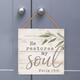 String Sign: He Retores My Soul Pine, Leaves (Psalm 23:3) Plaque - Thumbnail 2