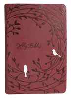 NKJV End-Of-Verse Reference Bible Giant Print Raspberry Birds (Red Letter Edition) Premium Imitation Leather - Thumbnail 0